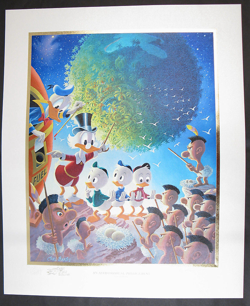 Barks Lithographie "Astronomical Predicament"Gold Plate Barks Lithographie "Astronomical Predicament"Gold Plate