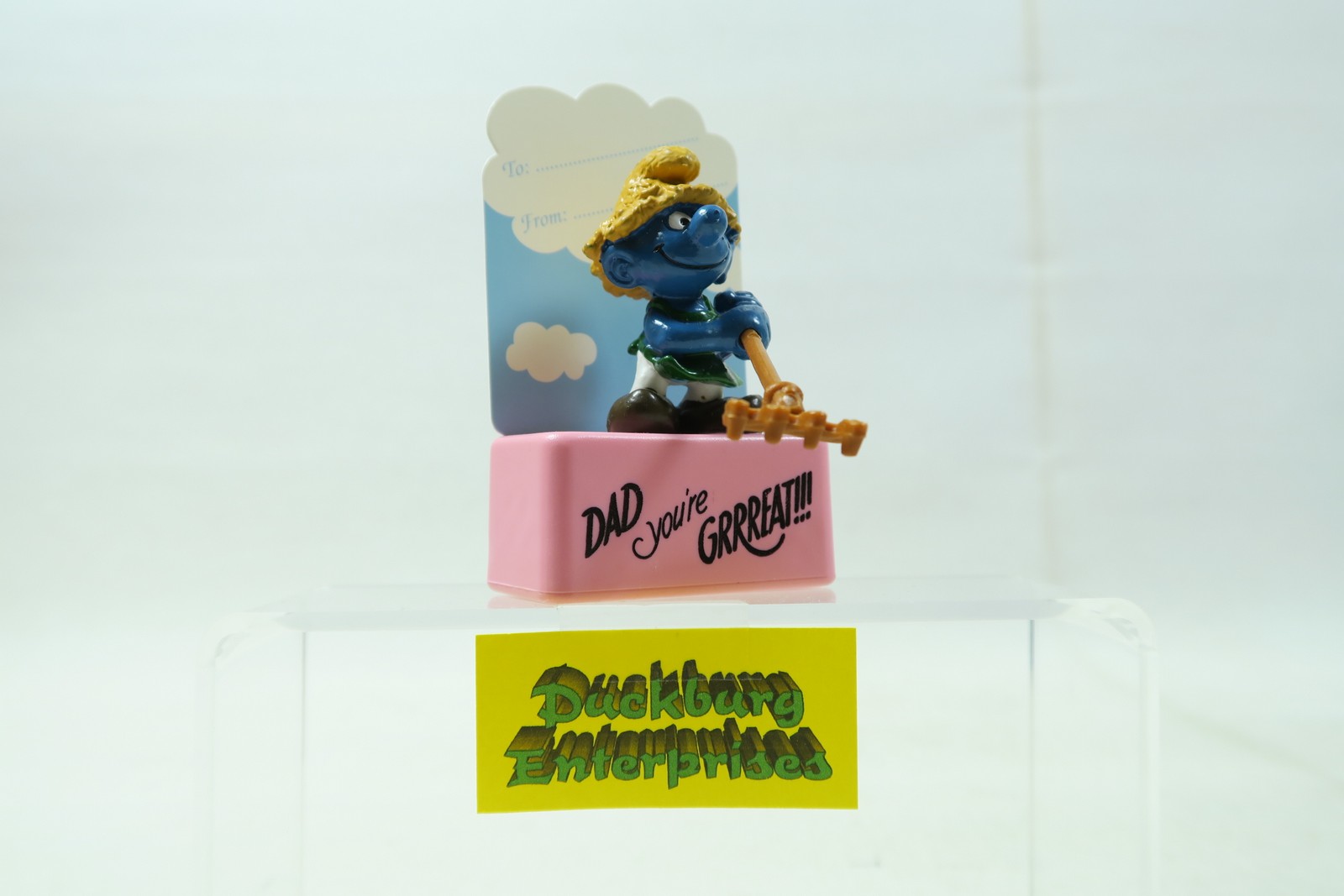 Viereck Spruchsockel Gärtner Schlumpf smurf podest Dad pink Schleich 156055 Viereck Spruchsockel Gärtner Schlumpf smurf podest Dad pink Schleich 156055