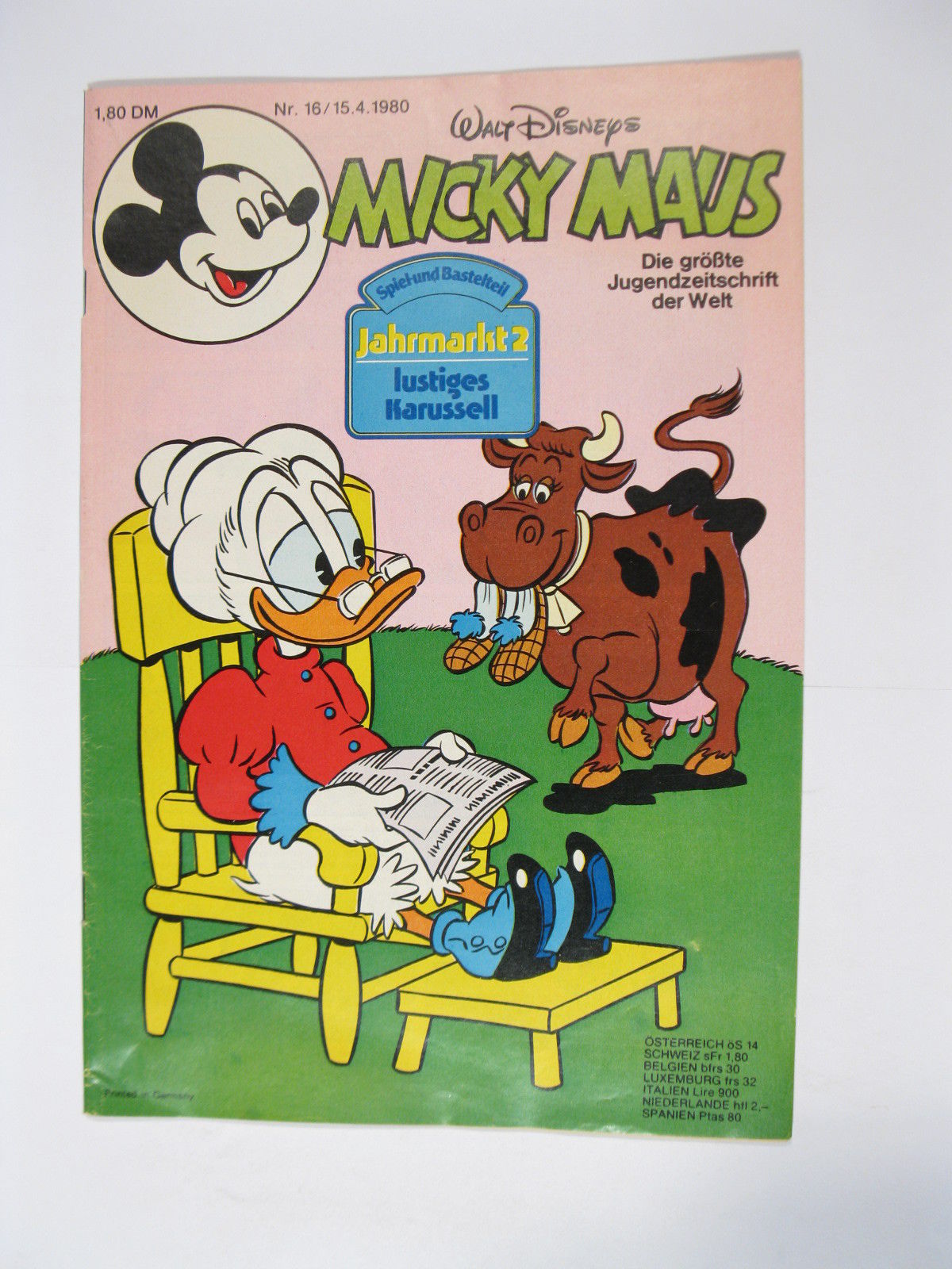 Micky Maus 1980/16 Originalheft vom 15.4.80 im Z (1-2). 77671 Micky Maus 1980/16 Originalheft vom 15.4.80 im Z (1-2). 77671