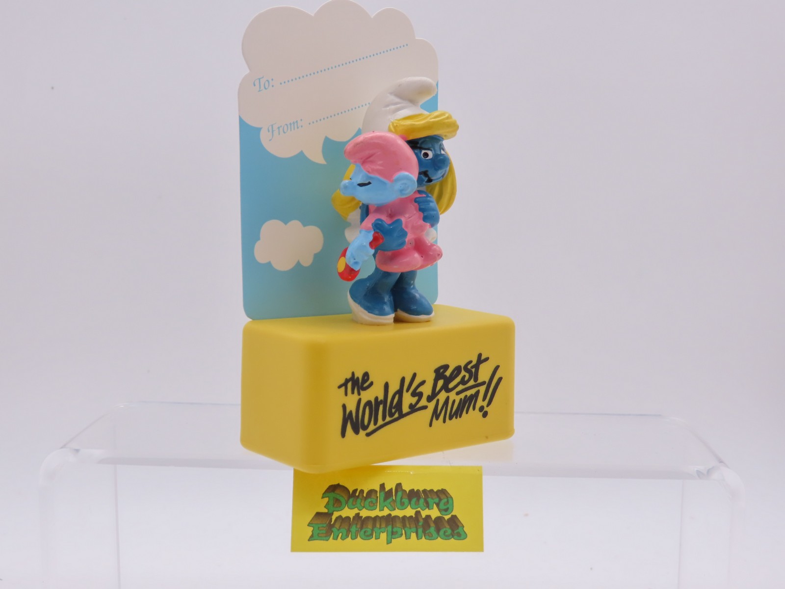 Viereck Spruchsockel   Schlumpfine mit Baby smurf podest base Schleich 177839