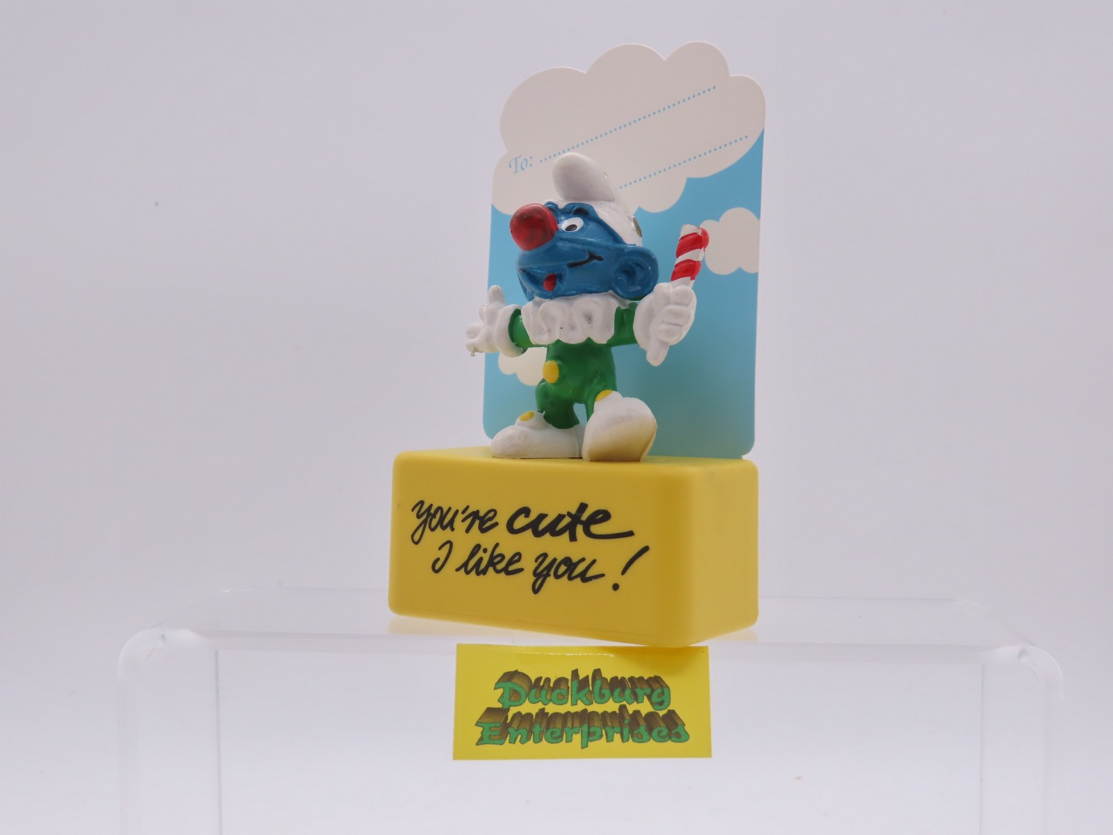 Viereck Spruchsockel  Clown Schlumpf  smurf podest base Schleich 177833