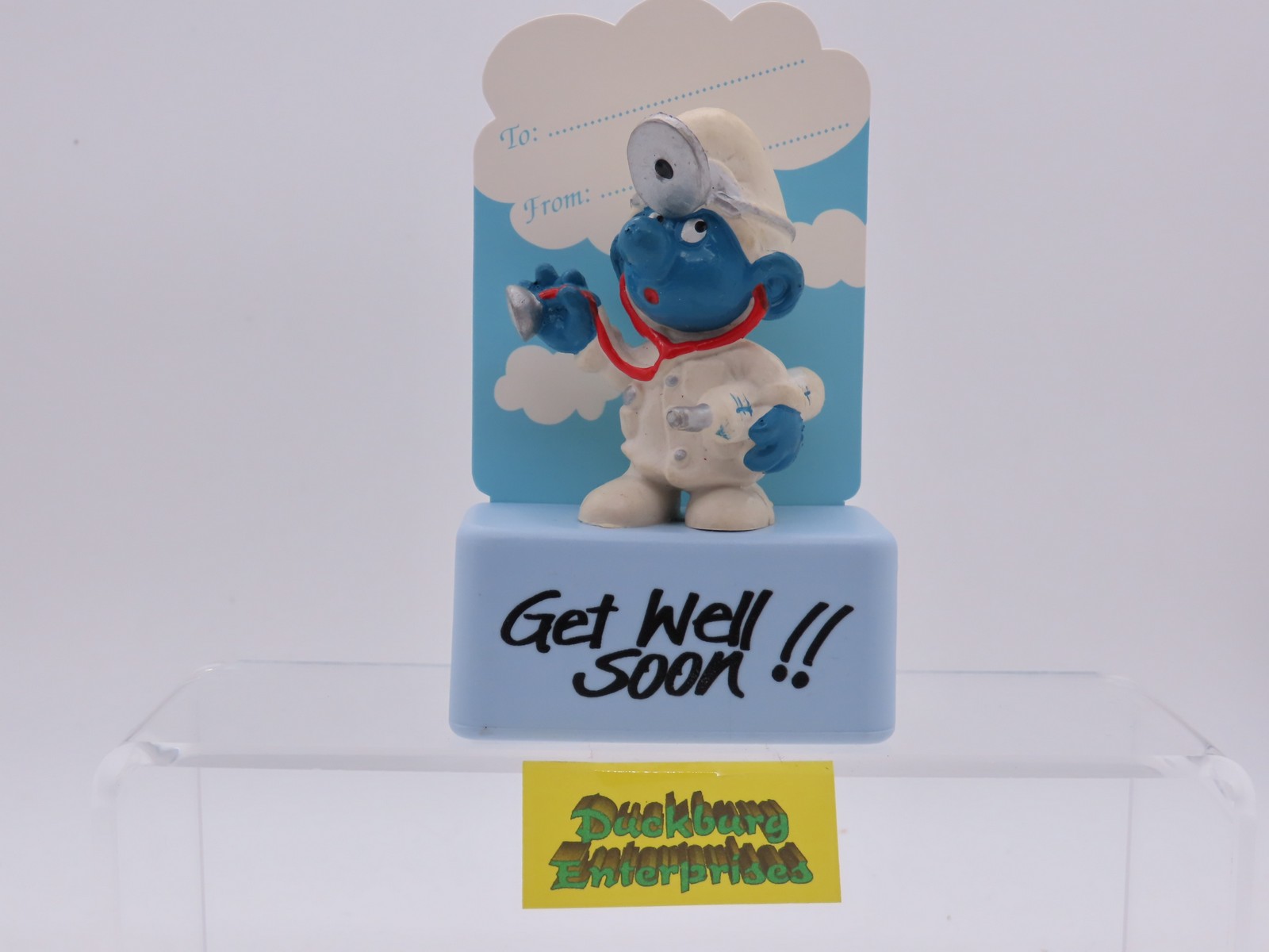 Viereck Spruchsockel  Arzt Doktor Schlumpf  smurf podest base Schleich 177865