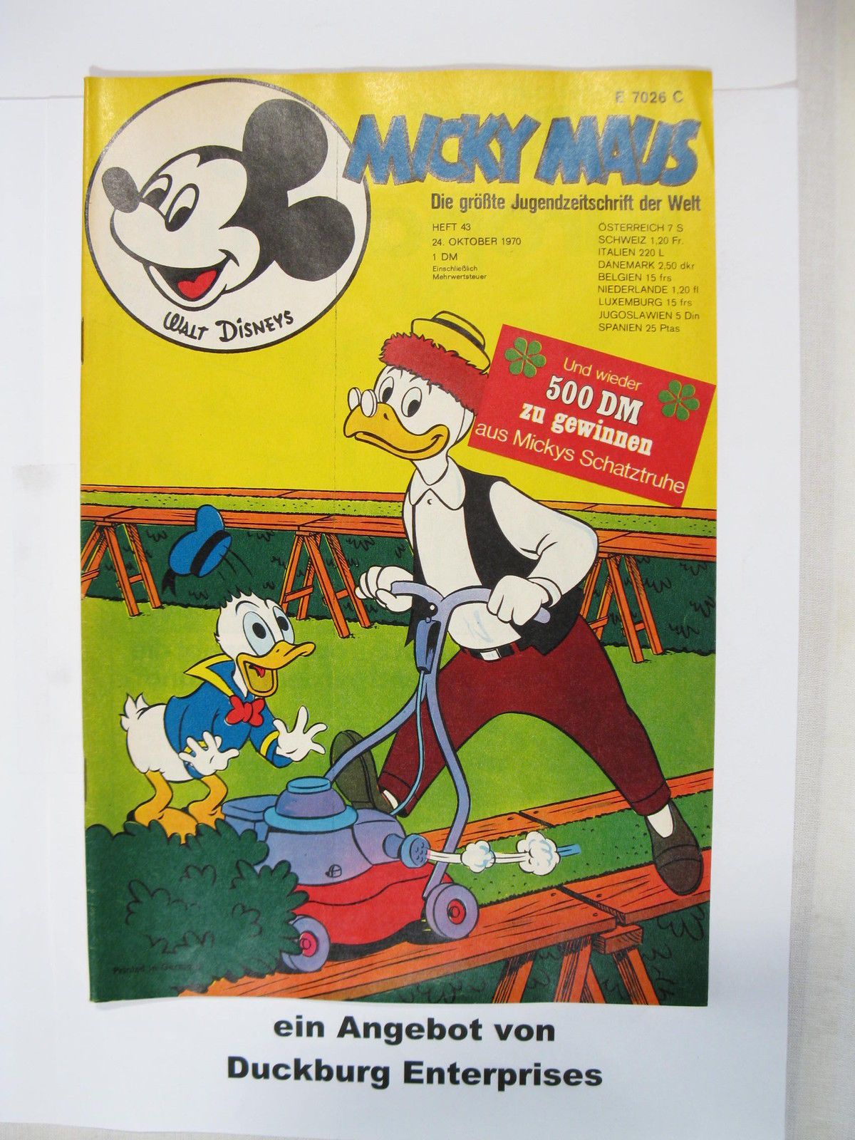 Micky Maus 1970/43  Originalheft vom 24.10.1970 in Z (1-2) 45005