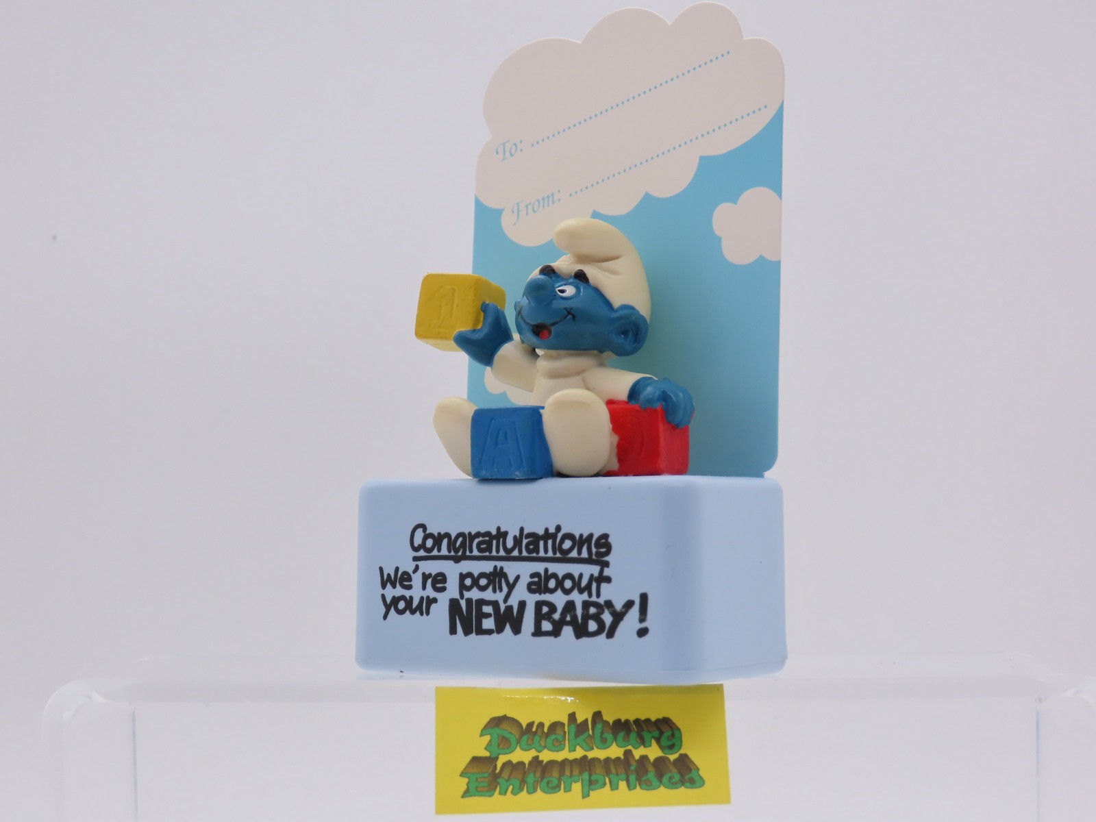 Viereck Spruchsockel  Baby Schlumpf mit Bauklötze smurf podest Schleich 177815