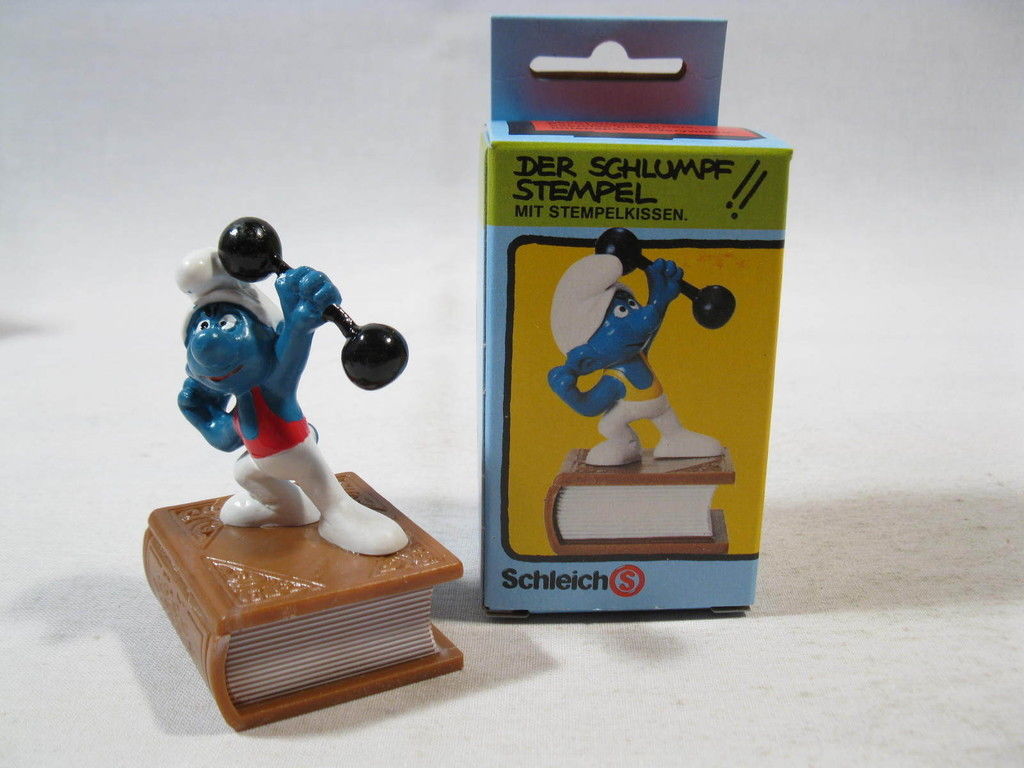 Stempel Schlümpfe: Trimm-Dich Schlumpf in BOX Schleich Stempel Schlümpfe: Trimm-Dich Schlumpf in BOX Schleich