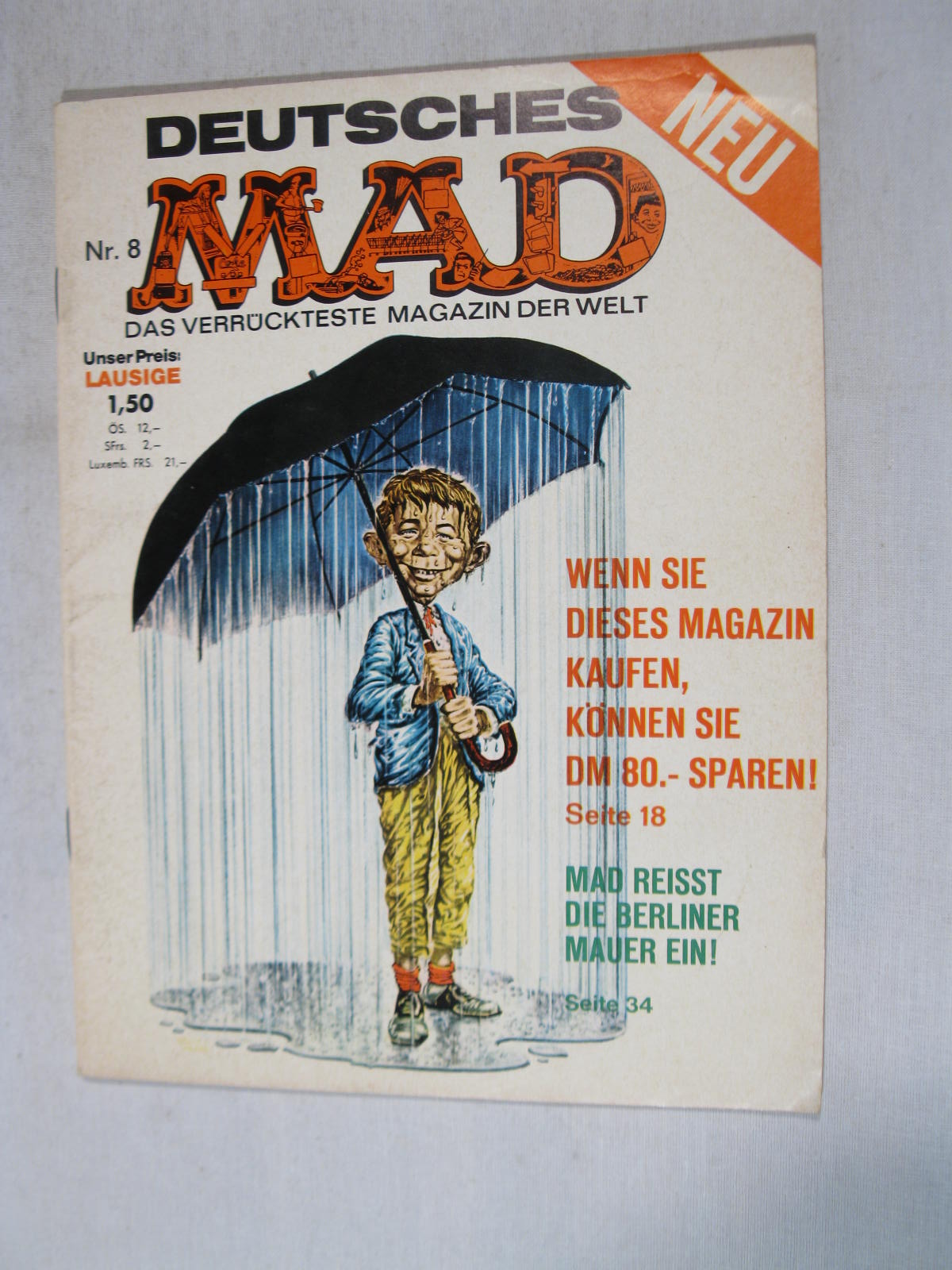 MAD Heft Nr.    8  BSV Williams Vlg. im Zustand (1/1-2). 116027 MAD Heft Nr.    8  BSV Williams Vlg. im Zustand (1/1-2). 116027