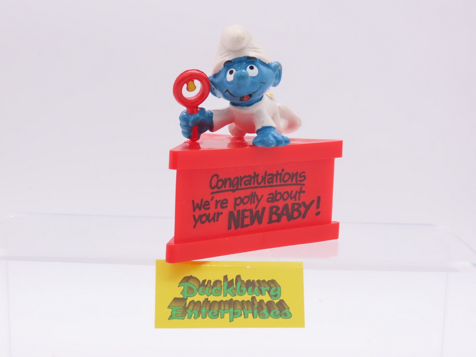 Dreieck Spruchsockel  Baby Schlumpf mit Rassel smurf podest base Schleich 177875