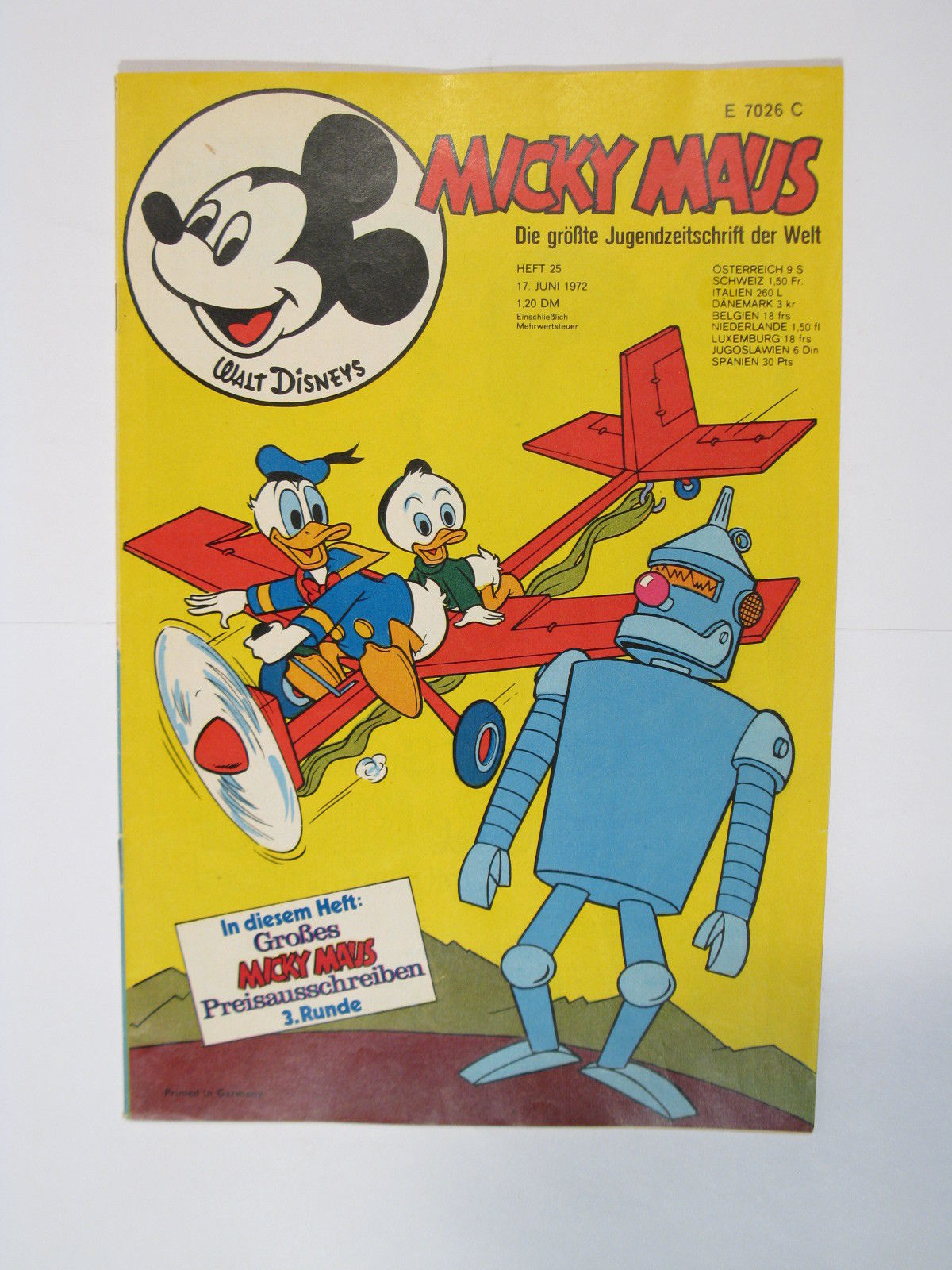 Micky Maus 1972/25  Originalheft vom 17.6.72  in Z (1/1-2). 62715 Micky Maus 1972/25  Originalheft vom 17.6.72  in Z (1/1-2). 62715