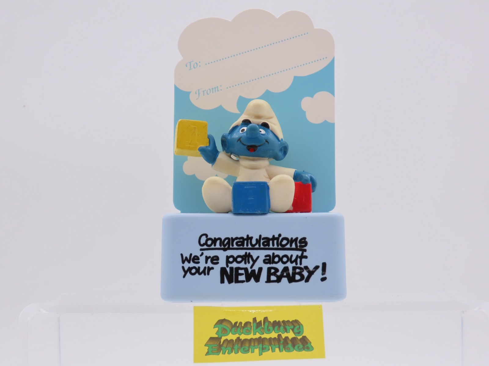 Viereck Spruchsockel  Baby Schlumpf mit Bauklötze smurf podest Schleich 177815