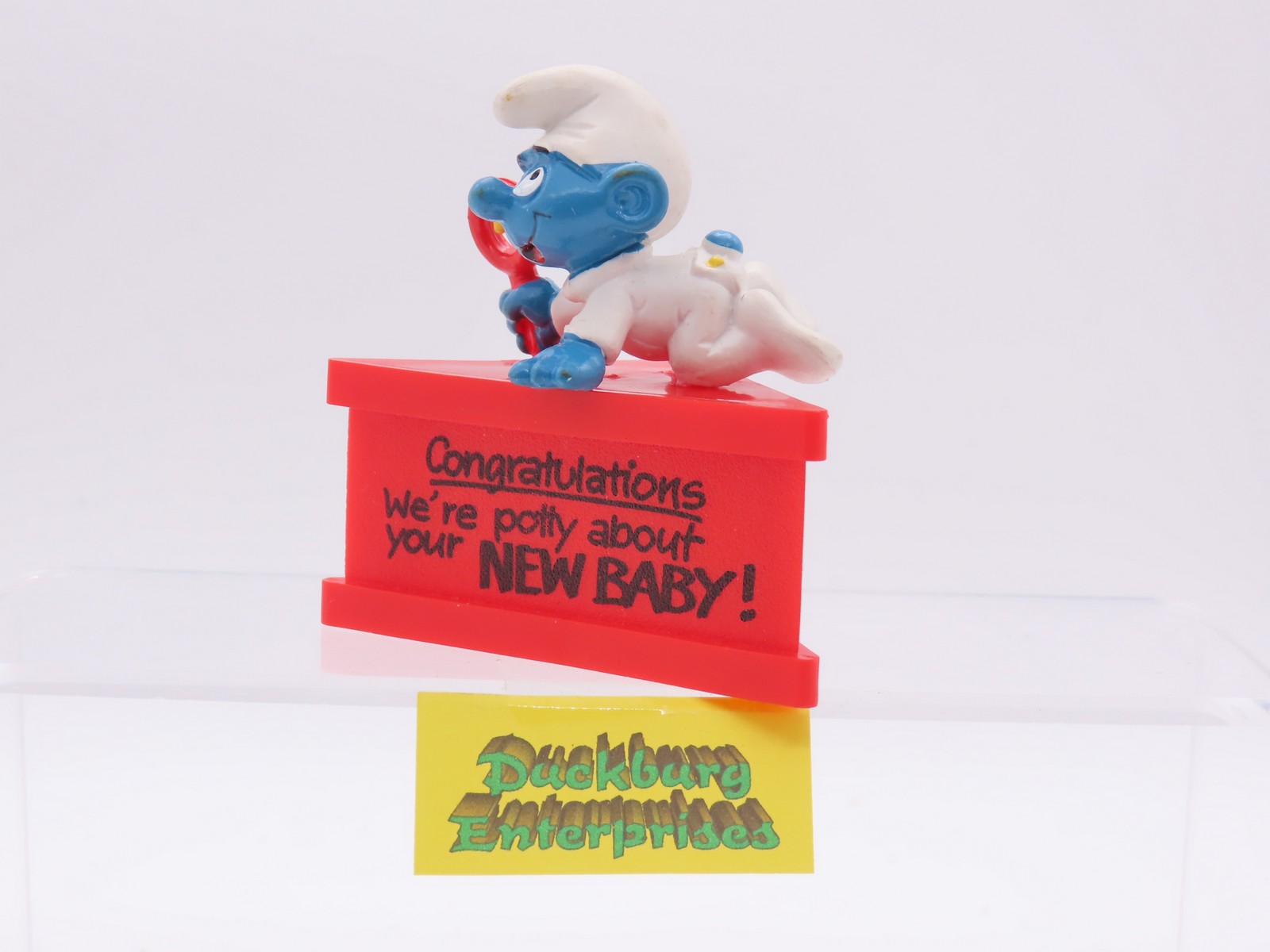 Dreieck Spruchsockel  Baby Schlumpf mit Rassel smurf podest base Schleich 177875