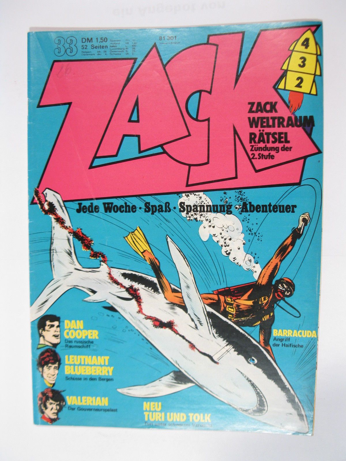 ZACK  Comic Nr. 73/33  Koralle Vlg. im Zustand (1-2). 78567 ZACK  Comic Nr. 73/33  Koralle Vlg. im Zustand (1-2). 78567