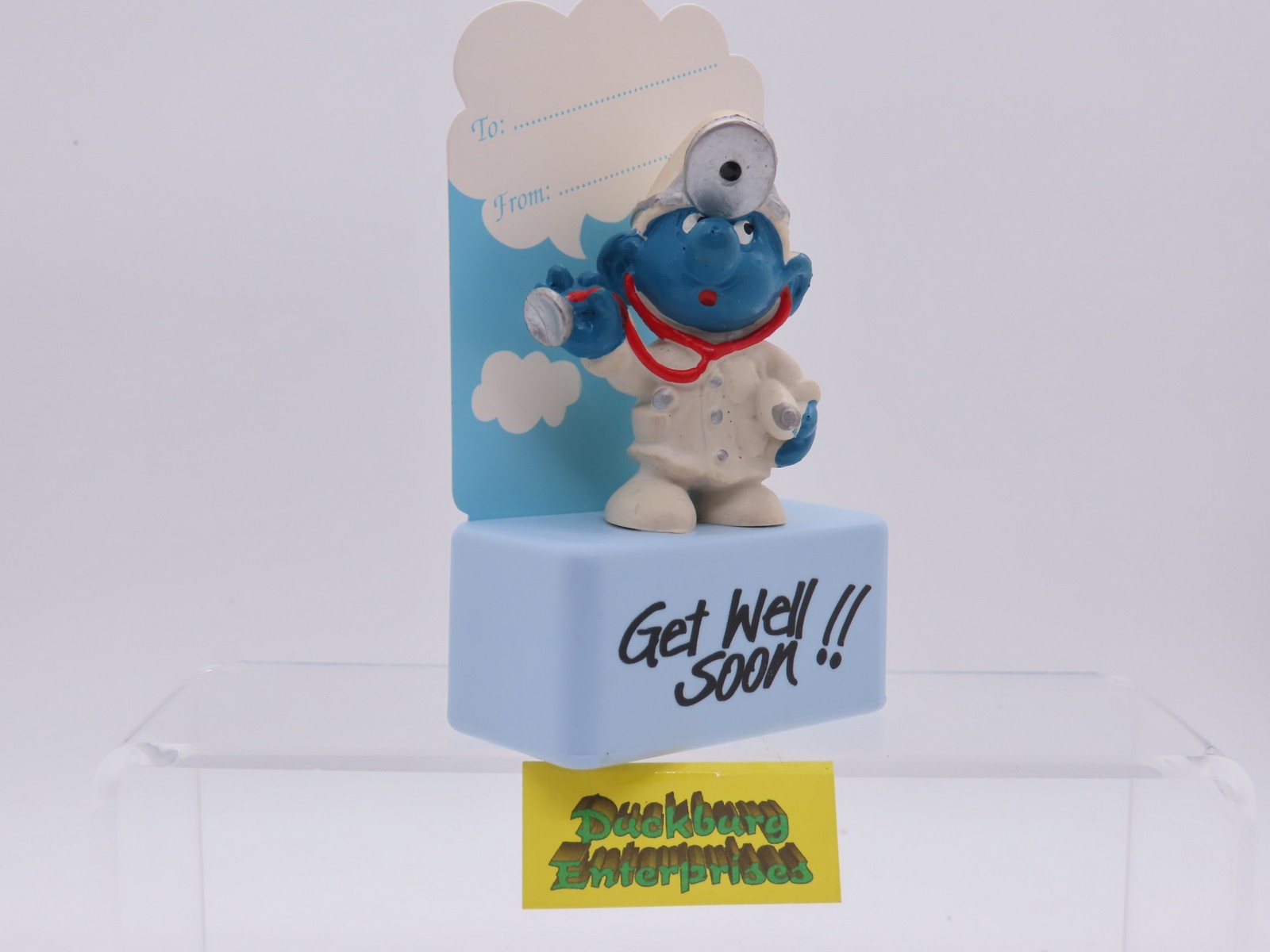 Viereck Spruchsockel  Arzt Doktor Schlumpf  smurf podest base Schleich 177865