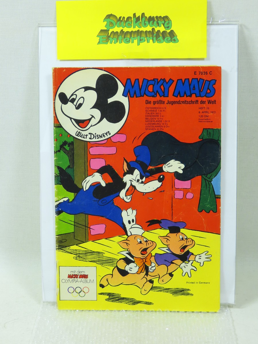 Micky Maus 1972/15 vom 8.4.1972  Ehapa im Zustand (2-3). 157811 Micky Maus 1972/15 vom 8.4.1972  Ehapa im Zustand (2-3). 157811