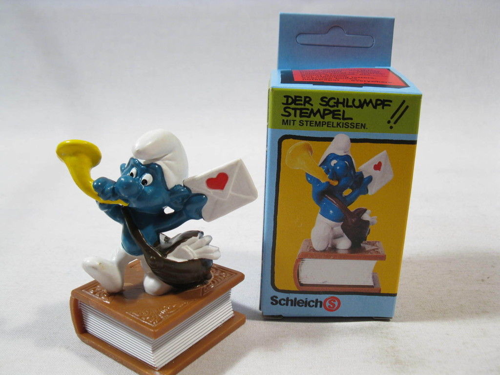 Stempel Schlümpfe: Briefträger Schlumpf in BOX Schleich Stempel Schlümpfe: Briefträger Schlumpf in BOX Schleich