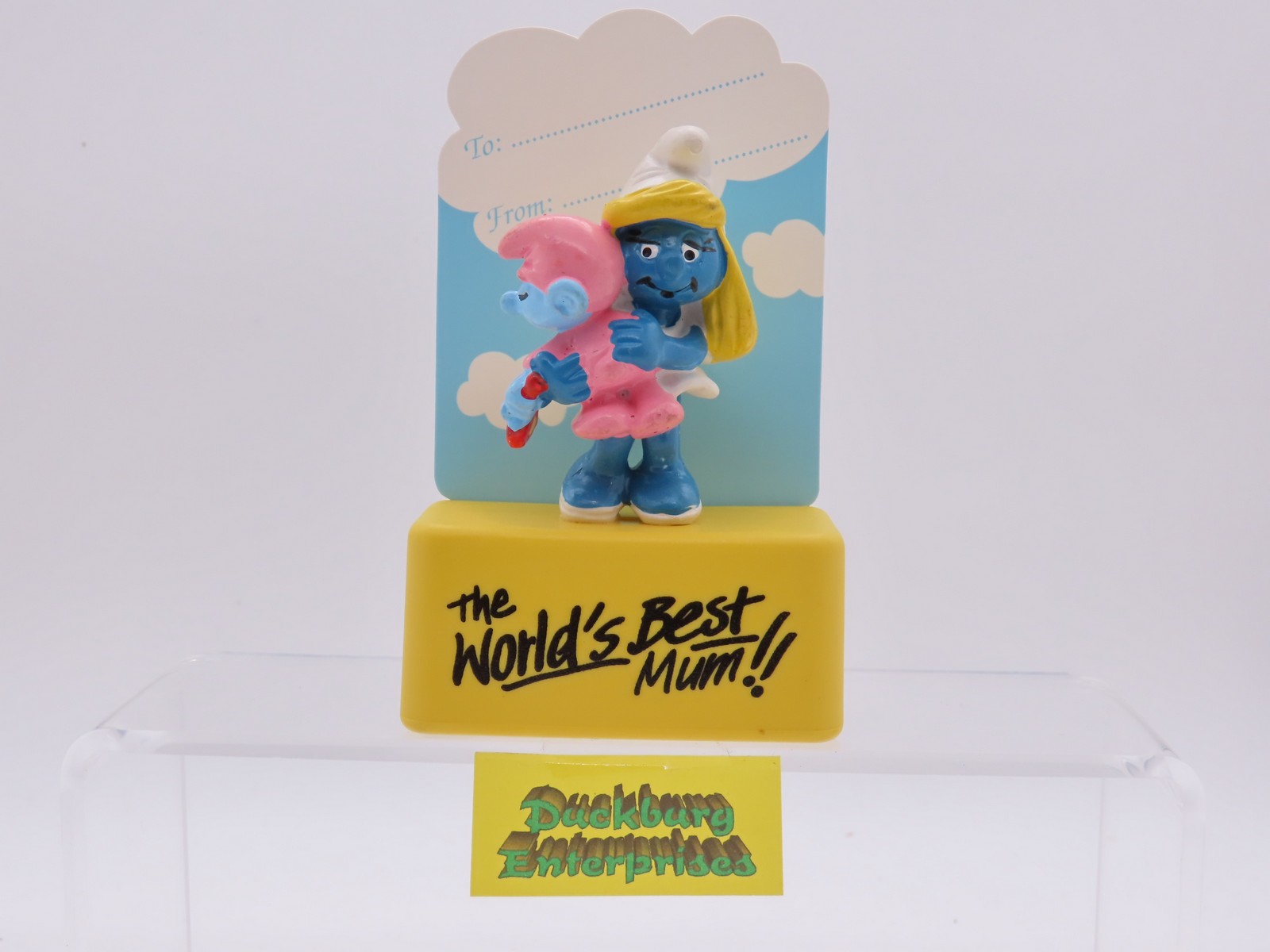 Viereck Spruchsockel   Schlumpfine mit Baby smurf podest base Schleich 177839