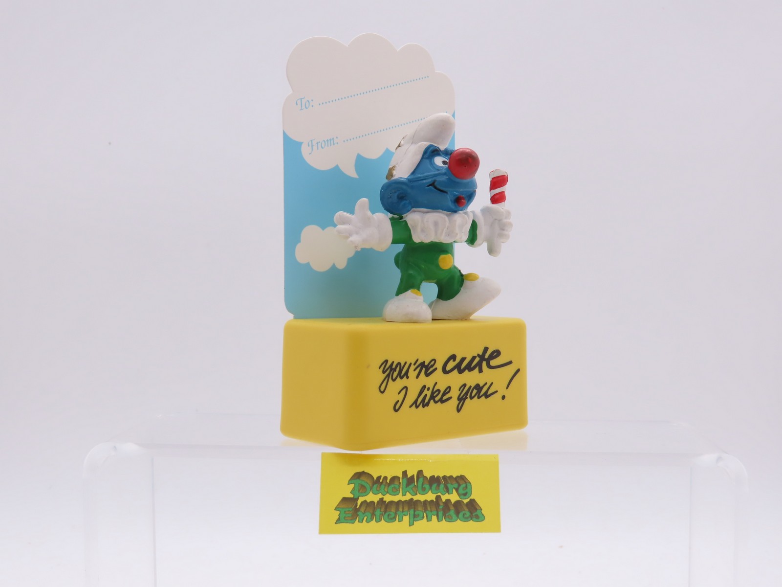 Viereck Spruchsockel  Clown Schlumpf  smurf podest base Schleich 177833