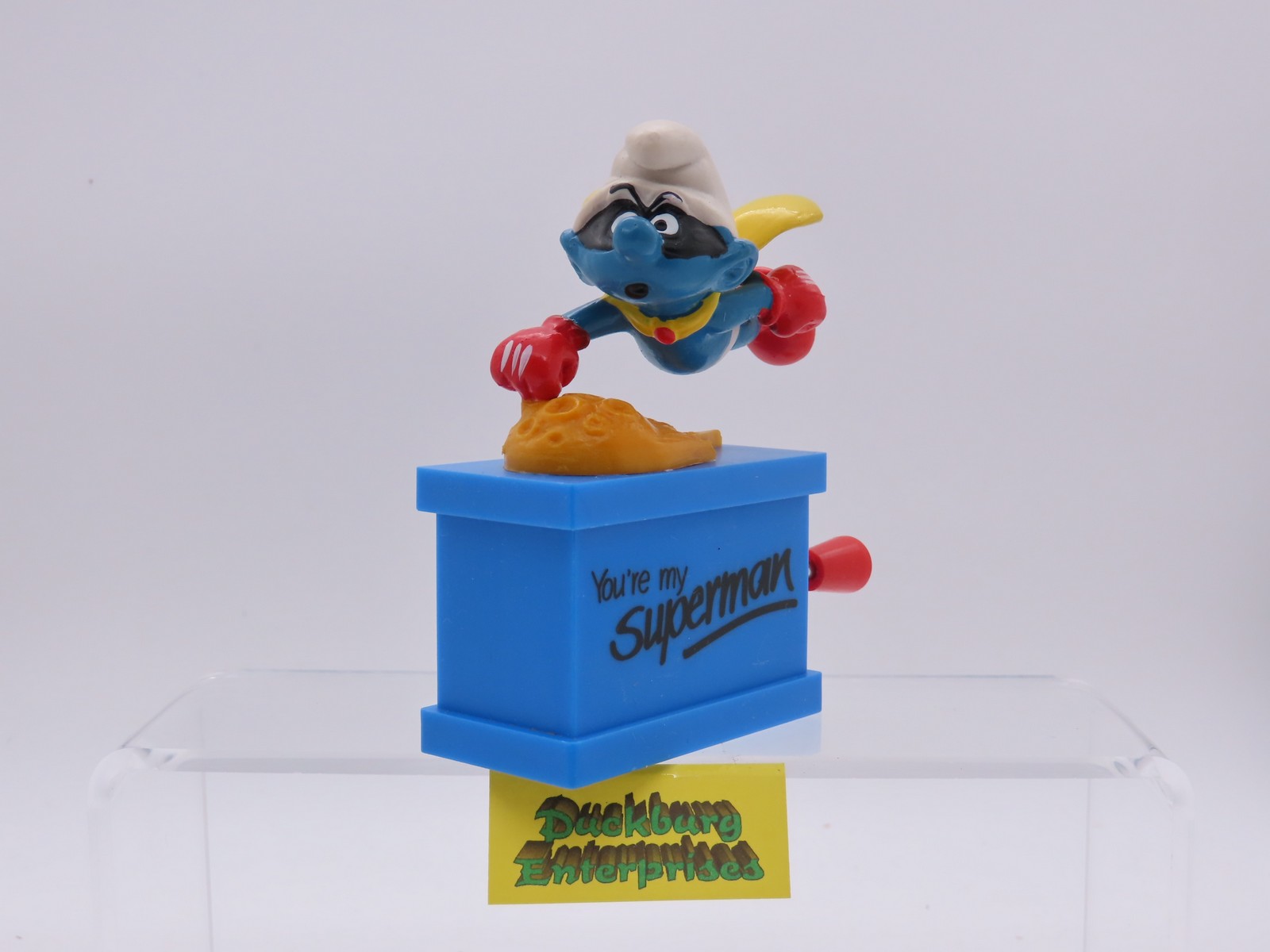 Spieluhr  Superman Schlumpf  smurf musicbox blau SCHLEICH schtroumpf 177907