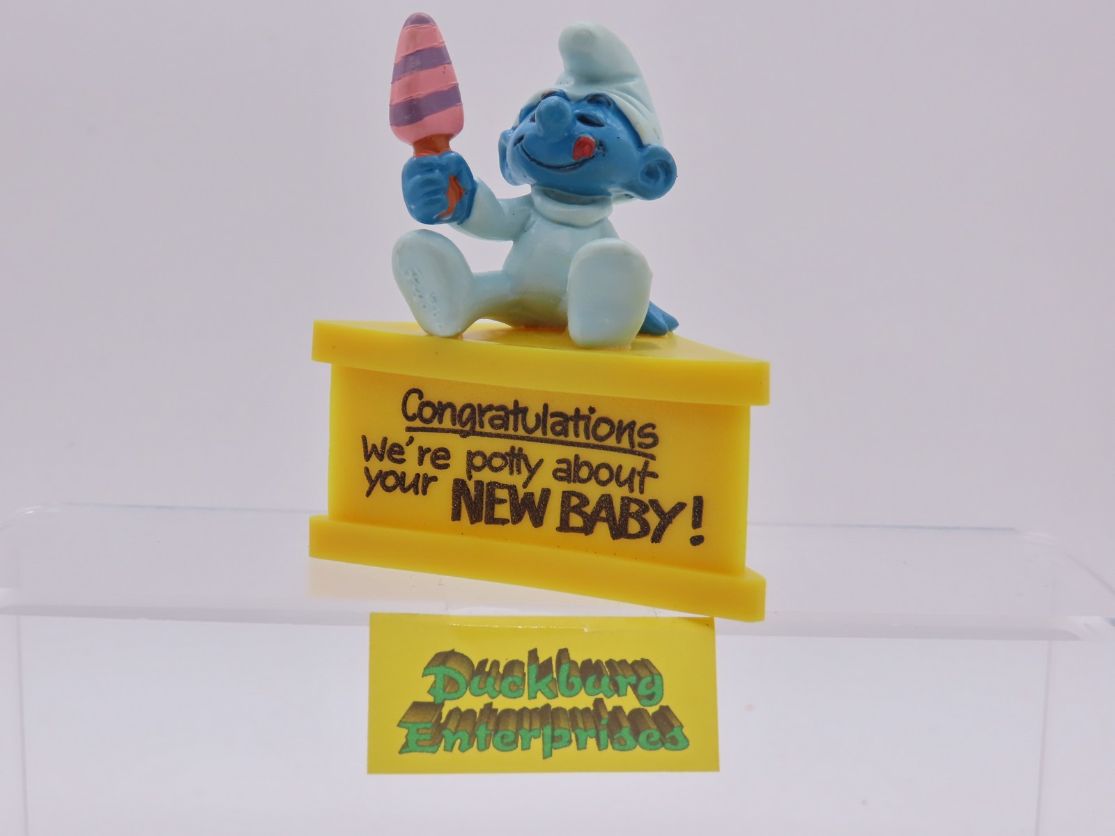 Dreieck Spruchsockel  Baby Schlumpf mit Lutscher smurf podest bast Schleich 177877