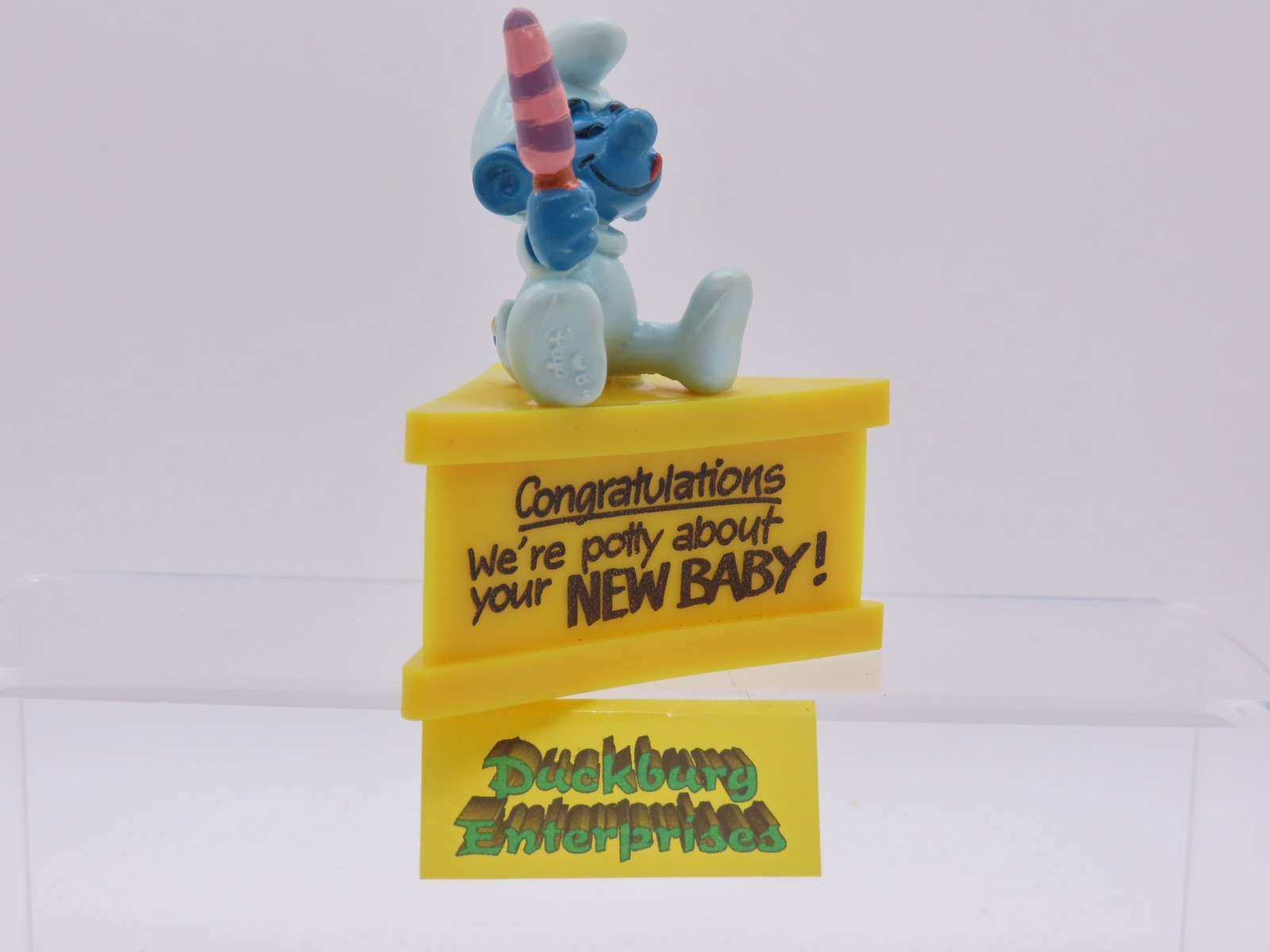 Dreieck Spruchsockel  Baby Schlumpf mit Lutscher smurf podest bast Schleich 177877