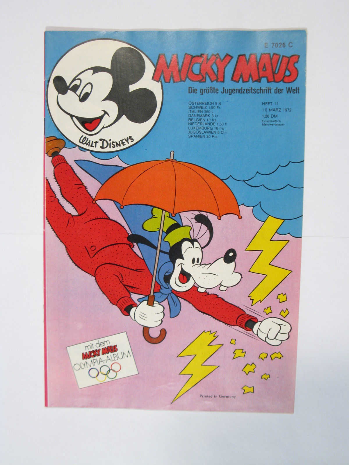 Micky Maus 1972/11  Originalheft vom 11.3.72  in Z (1-2). 62687