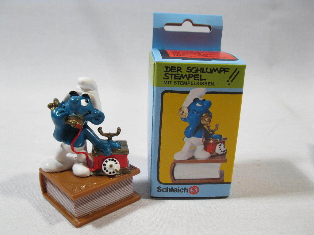 Stempel Schlümpfe: Telefon Schlumpf in BOX Schleich Stempel Schlümpfe: Telefon Schlumpf in BOX Schleich