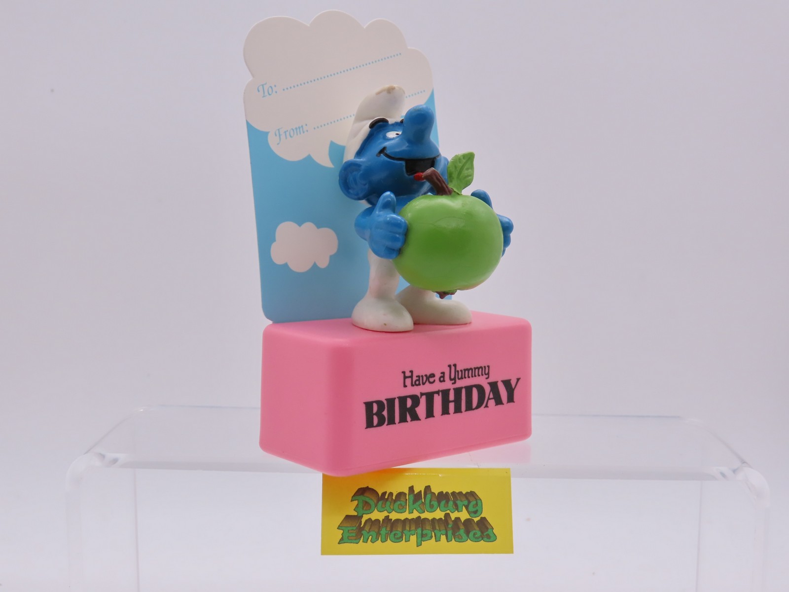 Viereck Spruchsockel  Apfel Schlumpf  smurf podest base Schleich 177845