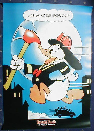 Poster Donald als Feuerwehrmann schönes Barks Motiv Poster Donald als Feuerwehrmann schönes Barks Motiv
