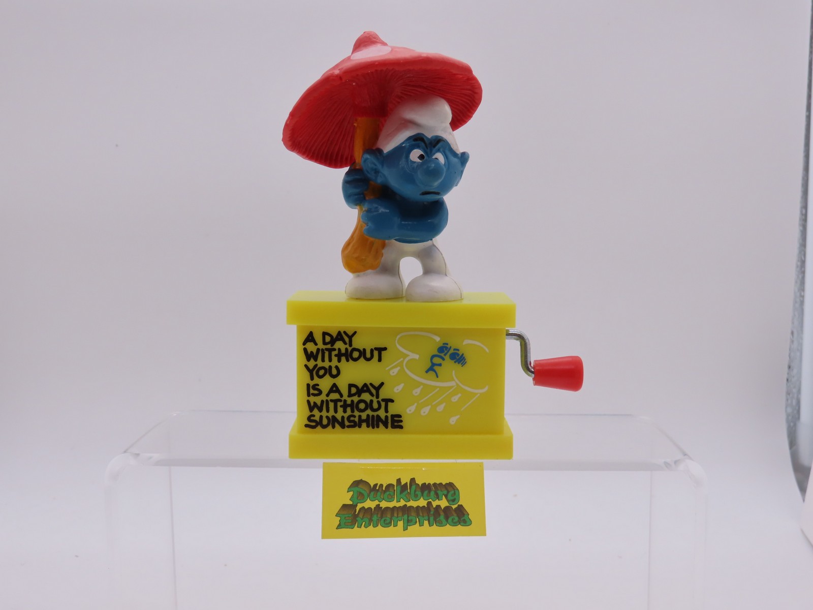 Spieluhr  Schirm Schlumpf  smurf musicbox  SCHLEICH schtroumpf 177901